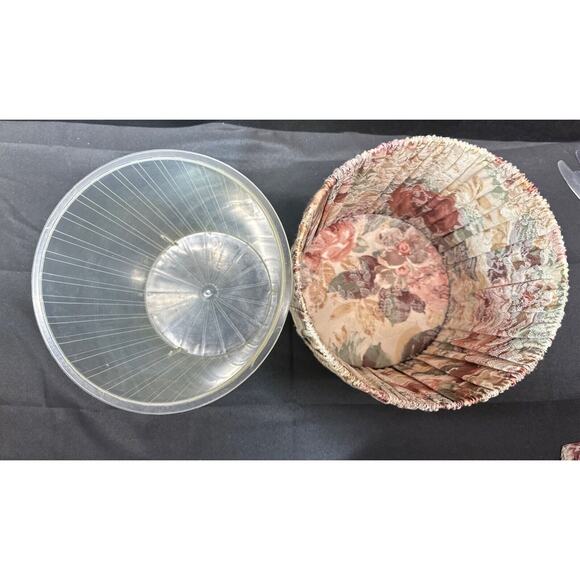 Vintage Croscill Cotswold Pleated Fabric Wastebasket Can W/ Liner & Tissue Cover - Picture 8 of 16